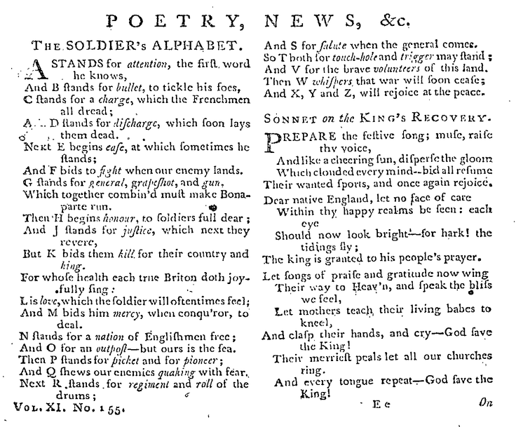 TTKAS: Soldiers’ Alphabets – is this the earliest example? 